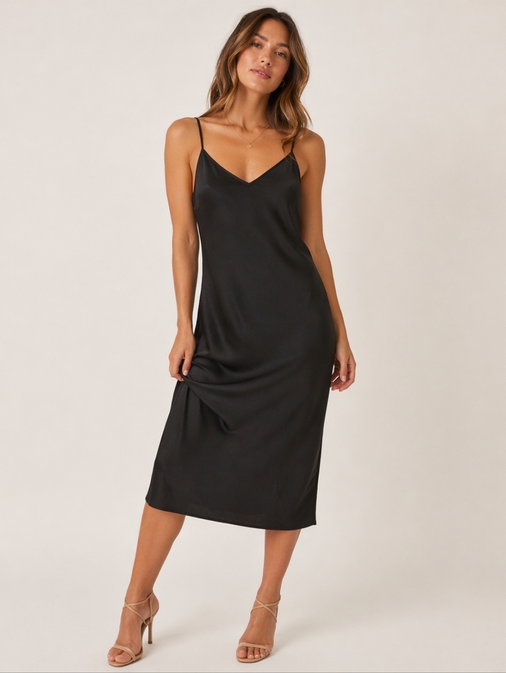 Steve Madden Elegant Black Spaghetti Strap Dress/Slip, Size Small